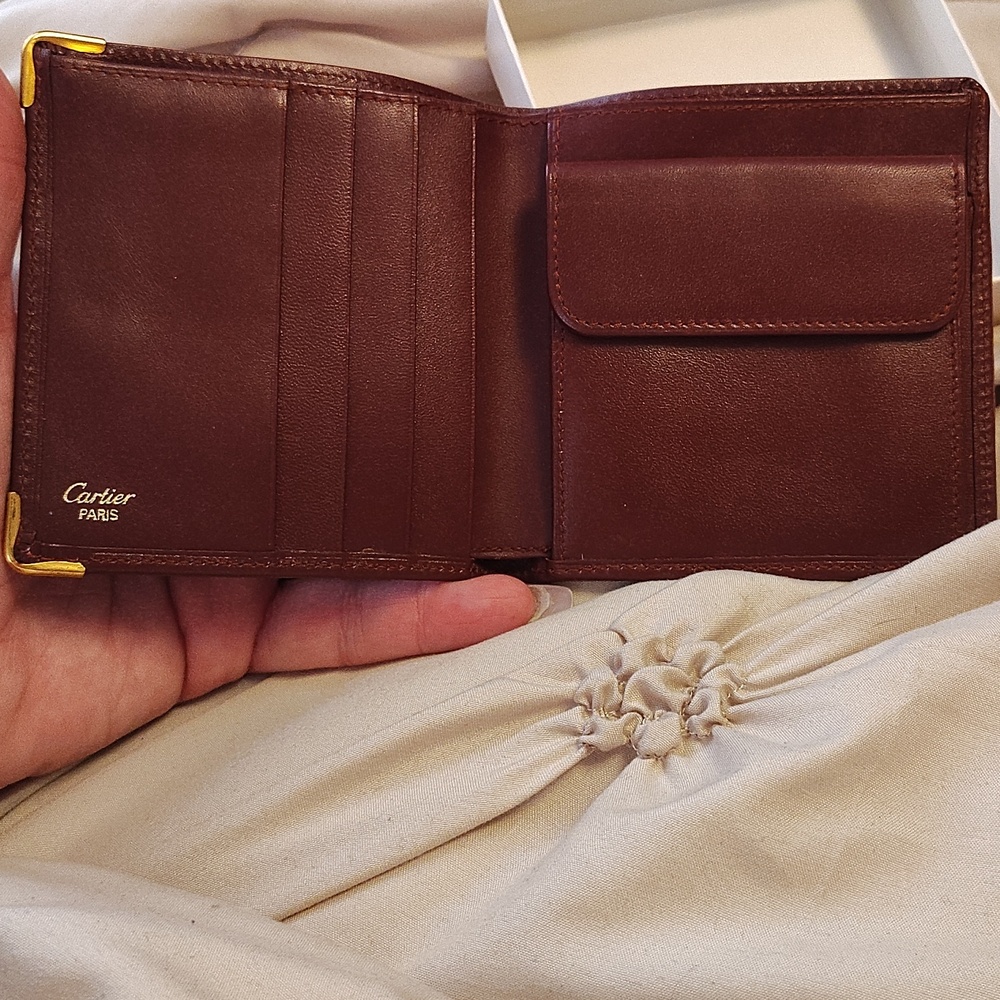 Cartier Dark Brown Leather Card Holder with Gold Corners - Picture 5 of 10